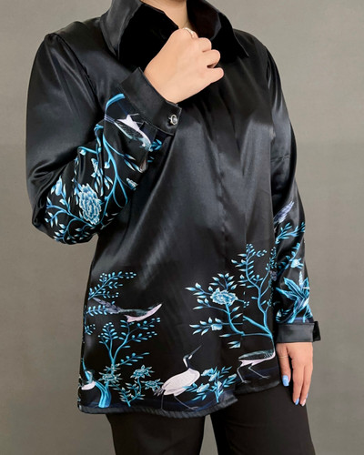 شومیز ساتن طرح پرنده